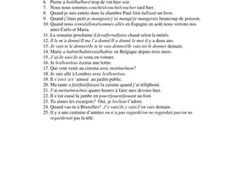 Cloze test on verbs and pronouns