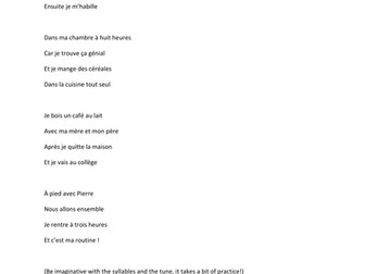 Ma routine quotidienne - song lyrics!