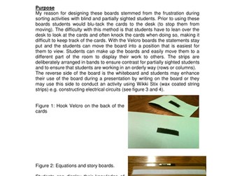 Velcro boards. Sorting statements with VI