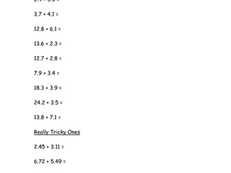 Adding Decimals (with solutions)