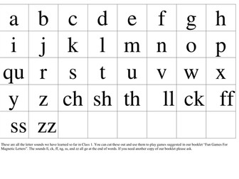 Letter Games Booklet