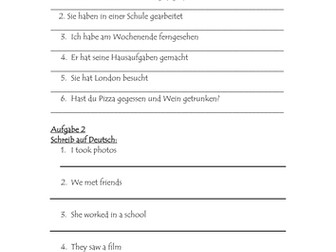 Past Tense with haben worksheet