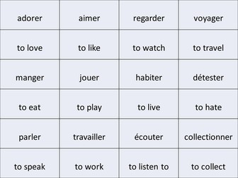 French infinitive verbs matching cards