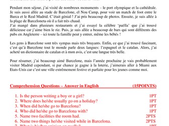 GCSE READING - A HOLIDAY ACCOUNT