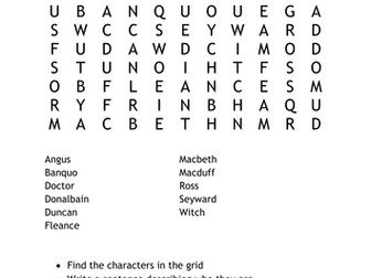 Macbeth Wordsearch: Printable and Ready To Use!