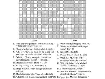Macbeth: Printable Crossword Resource for Act 1