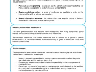 Case studies in 'personalised healthcare'