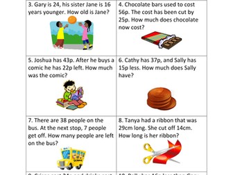 Maths word problems differentiated worksheets (y3)