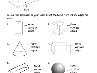 Count the faces, edges, vertices (3d shape)