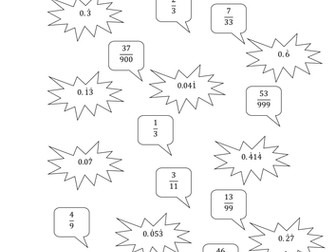 Recurring Decimals Colouring Match-Up