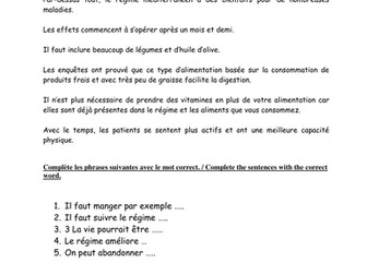 REVISION SHEET - HEALTHY EATING 