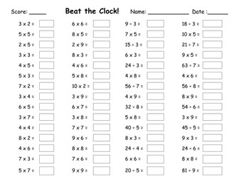 Maths: Multiplication and Division Worksheet