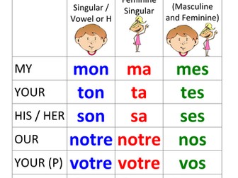 French Possessive Adjectives / Pronouns