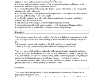 Report Writing: Art Comment Bank