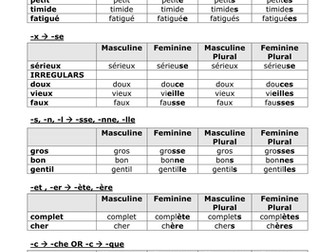 Handout on position & agreement of adjectives
