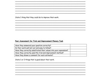 Trial and Improvement Worksheet