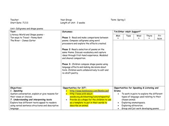 Year 3 shape poetry and Calligrams