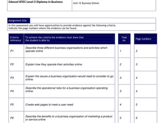 NEW BTEC Unit 12 - Buisness Online
