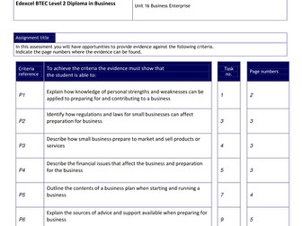 NEW BTEC Unit 16 - Business enterprise
