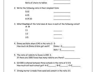 KS3 Maths  Worksheets: Ratio & Proportion