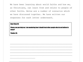Christians other faiths Worksheet