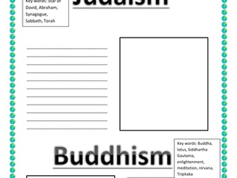 Lesson on world faiths - summaries & worksheets