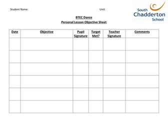 Pupil Lesson Objective Dance