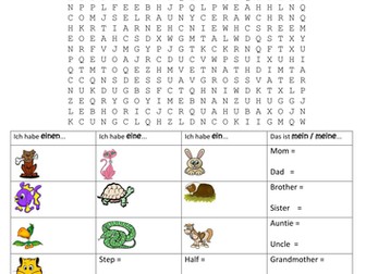 My family and pets wordsearch