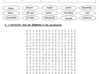 Hair and eyes worksheet