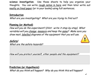 Science Investigation Sheet