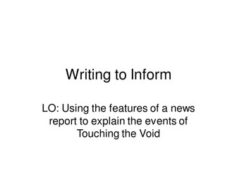 Touching the Void (Reading/Writing Lessons)