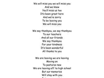 We are Leaving - Leavers' Assesmbly song