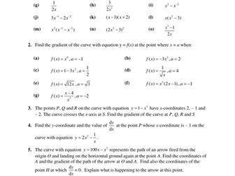 KS5 maths (core 1/c1) Differentiation Worksheet
