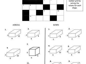 KS3 Maths: Volume of a Cuboid Crossword