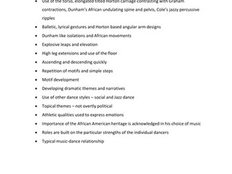 Alvin Ailey style information - A level Dance