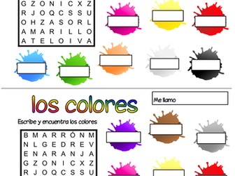 Spanish colours wordsearch
