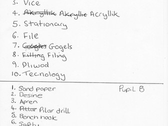 Literacy Homework for DT