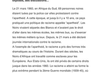 Article on la journée de lutte contre le racisme