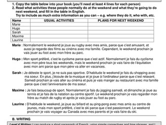 Level 4-5 reading & writing - sports/hobbies