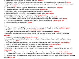 AQA New Specification B1 crosswords