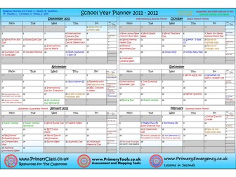 2011 - 2012 Year Planner with Annual Events