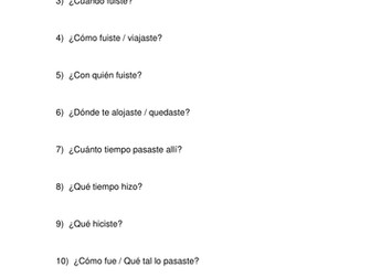 AQA GCSE Holidays - using the past tense