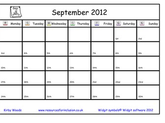 2012-2013 Academic monthly calendar Widgit CIP2