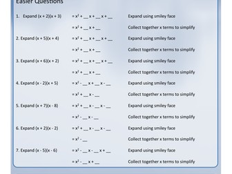 GCSE Expanding Quadratics Revision Worksheet