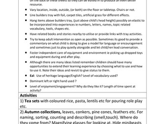 Builders tray activities Early Years