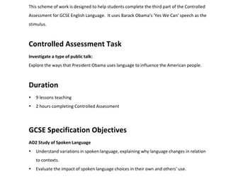 SoW Spoken Language Study Controlled Assessment