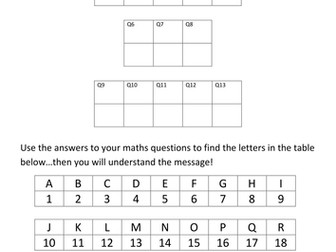 Autumn term - First day back - Maths activity