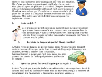 Au boulot reading sheet