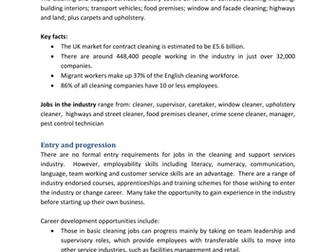 Cleaning and Support Services Factsheet