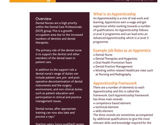 Dental Nursing Apprenticeship Factsheet